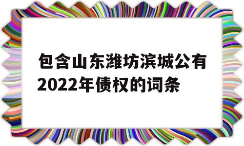 包含山东潍坊滨城公有2022年债权的词条