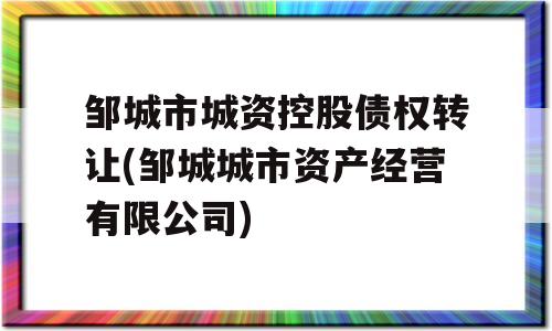 邹城市城资控股债权转让(邹城城市资产经营有限公司)