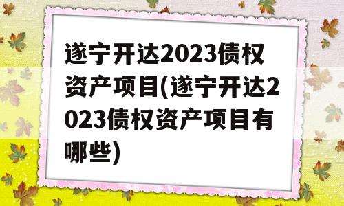 遂宁开达2023债权资产项目(遂宁开达2023债权资产项目有哪些)