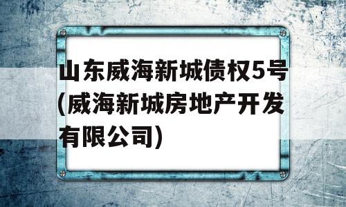 山东威海新城债权5号(威海新城房地产开发有限公司)