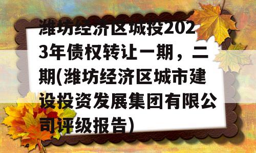 潍坊经济区城投2023年债权转让一期，二期(潍坊经济区城市建设投资发展集团有限公司评级报告)