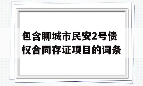 包含聊城市民安2号债权合同存证项目的词条