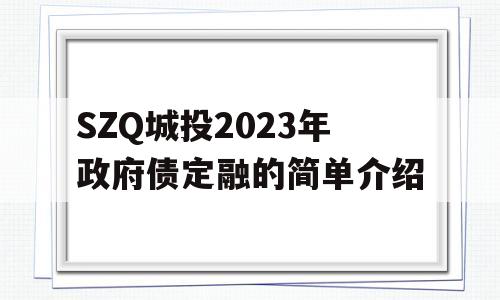 SZQ城投2023年政府债定融的简单介绍