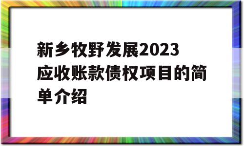 新乡牧野发展2023应收账款债权项目的简单介绍