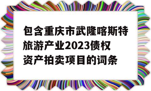 包含重庆市武隆喀斯特旅游产业2023债权资产拍卖项目的词条