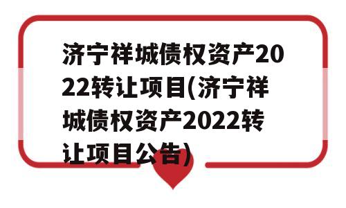 济宁祥城债权资产2022转让项目(济宁祥城债权资产2022转让项目公告)