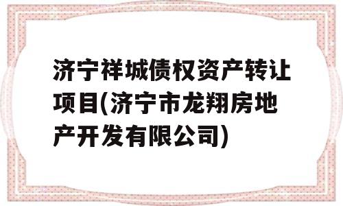 济宁祥城债权资产转让项目(济宁市龙翔房地产开发有限公司)