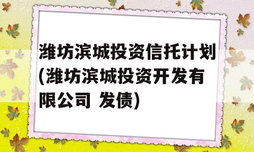 潍坊滨城投资信托计划(潍坊滨城投资开发有限公司 发债)