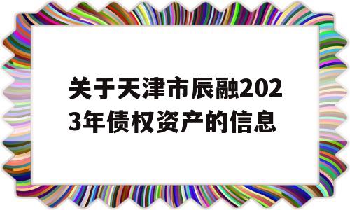 关于天津市辰融2023年债权资产的信息