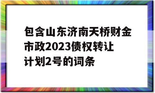 包含山东济南天桥财金市政2023债权转让计划2号的词条