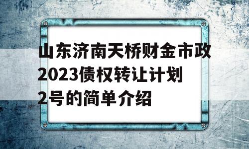 山东济南天桥财金市政2023债权转让计划2号的简单介绍