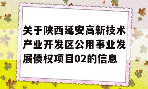 关于陕西延安高新技术产业开发区公用事业发展债权项目02的信息