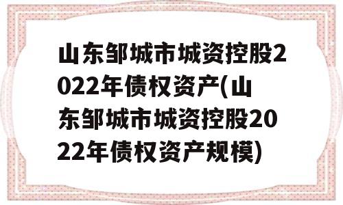 山东邹城市城资控股2022年债权资产(山东邹城市城资控股2022年债权资产规模)