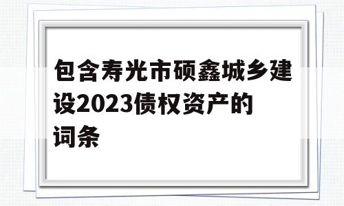 包含寿光市硕鑫城乡建设2023债权资产的词条