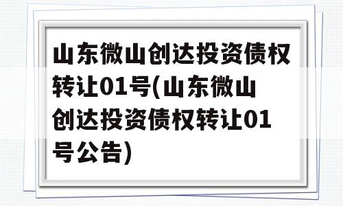 山东微山创达投资债权转让01号(山东微山创达投资债权转让01号公告)