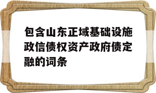 包含山东正域基础设施政信债权资产政府债定融的词条