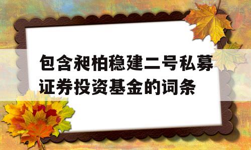 包含昶柏稳建二号私募证券投资基金的词条