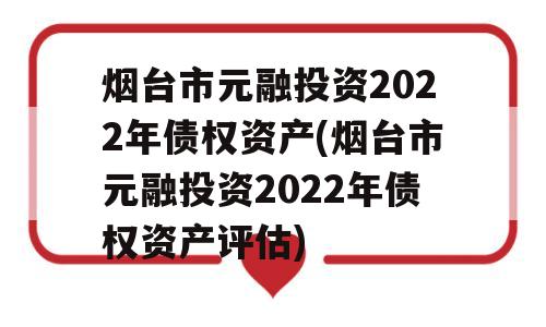 烟台市元融投资2022年债权资产(烟台市元融投资2022年债权资产评估)