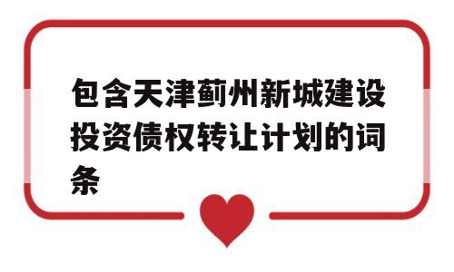 包含天津蓟州新城建设投资债权转让计划的词条