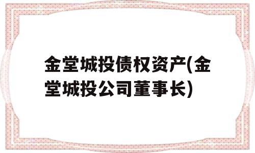 金堂城投债权资产(金堂城投公司董事长)