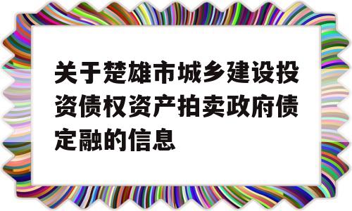 关于楚雄市城乡建设投资债权资产拍卖政府债定融的信息