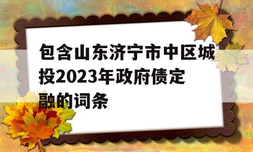 包含山东济宁市中区城投2023年政府债定融的词条