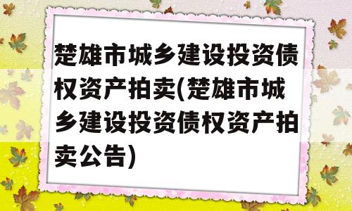 楚雄市城乡建设投资债权资产拍卖(楚雄市城乡建设投资债权资产拍卖公告)