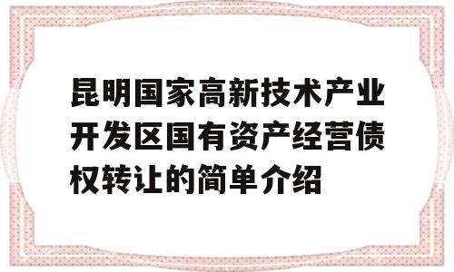 昆明国家高新技术产业开发区国有资产经营债权转让的简单介绍