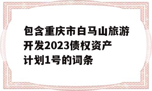 包含重庆市白马山旅游开发2023债权资产计划1号的词条