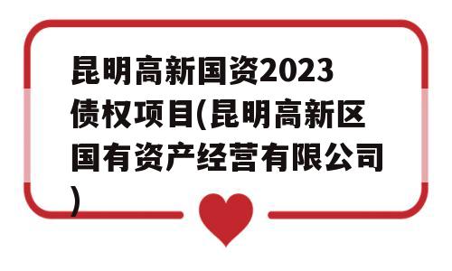 昆明高新国资2023债权项目(昆明高新区国有资产经营有限公司)