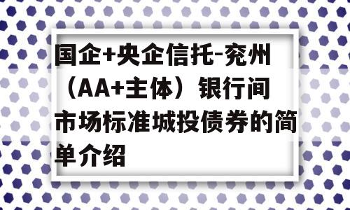 国企+央企信托-兖州（AA+主体）银行间市场标准城投债券的简单介绍