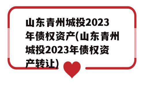 山东青州城投2023年债权资产(山东青州城投2023年债权资产转让)