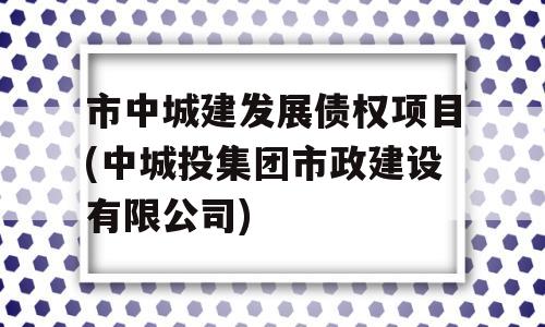 市中城建发展债权项目(中城投集团市政建设有限公司)