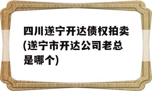 四川遂宁开达债权拍卖(遂宁市开达公司老总是哪个)