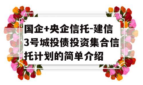 国企+央企信托-建信3号城投债投资集合信托计划的简单介绍