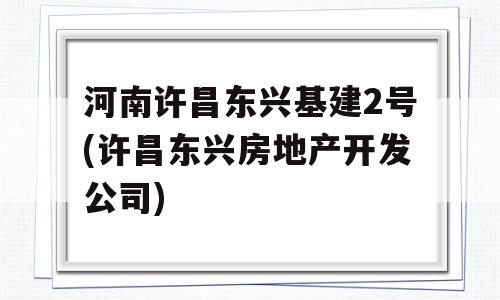 河南许昌东兴基建2号(许昌东兴房地产开发公司)