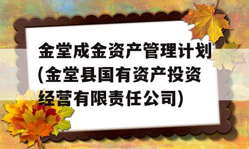 金堂成金资产管理计划(金堂县国有资产投资经营有限责任公司)