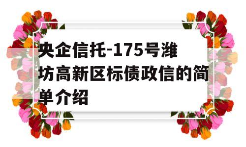 央企信托-175号潍坊高新区标债政信的简单介绍