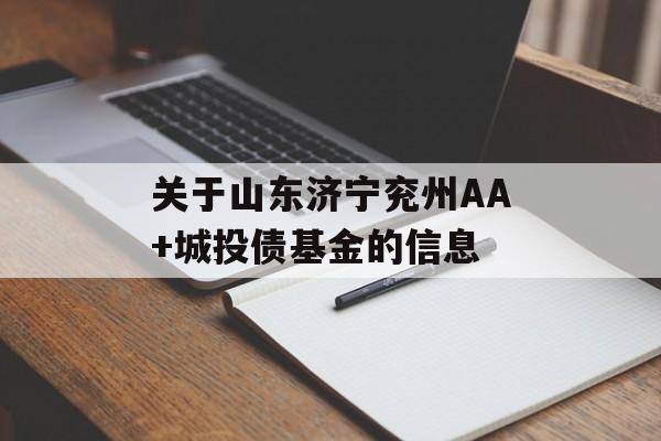 关于山东济宁兖州AA+城投债基金的信息