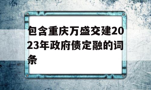 包含重庆万盛交建2023年政府债定融的词条