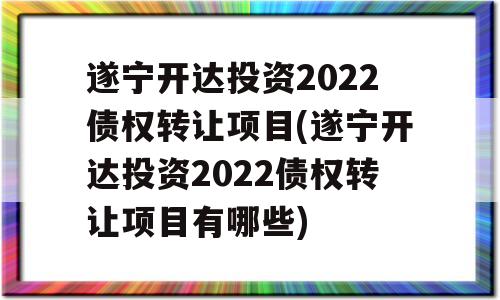 遂宁开达投资2022债权转让项目(遂宁开达投资2022债权转让项目有哪些)