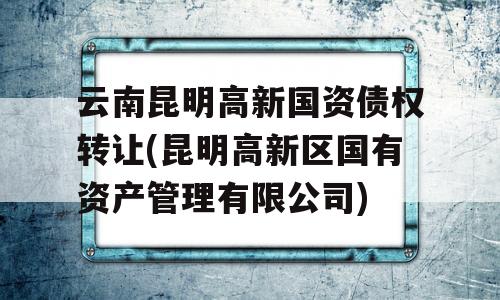 云南昆明高新国资债权转让(昆明高新区国有资产管理有限公司)