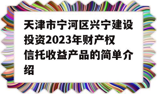 天津市宁河区兴宁建设投资2023年财产权信托收益产品的简单介绍