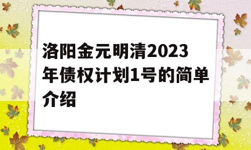 洛阳金元明清2023年债权计划1号的简单介绍