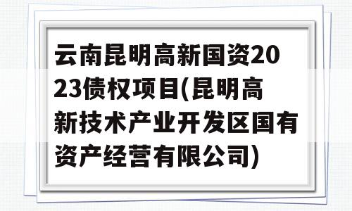 云南昆明高新国资2023债权项目(昆明高新技术产业开发区国有资产经营有限公司)