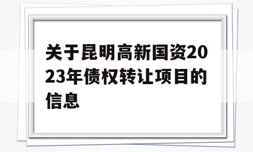 关于昆明高新国资2023年债权转让项目的信息