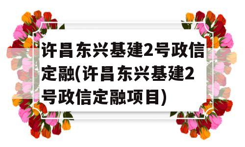 许昌东兴基建2号政信定融(许昌东兴基建2号政信定融项目)