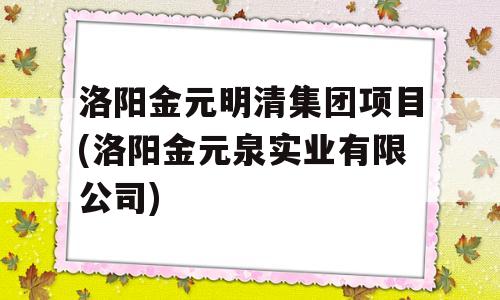 洛阳金元明清集团项目(洛阳金元泉实业有限公司)