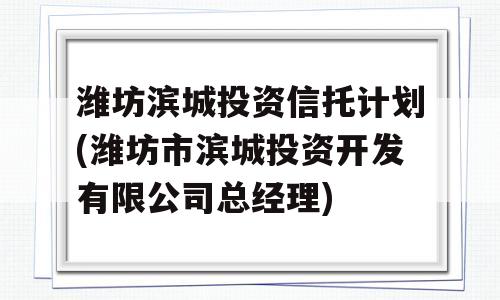 潍坊滨城投资信托计划(潍坊市滨城投资开发有限公司总经理)