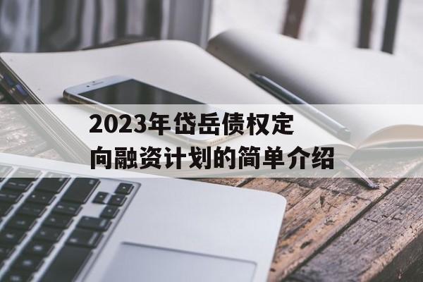 2023年岱岳债权定向融资计划的简单介绍